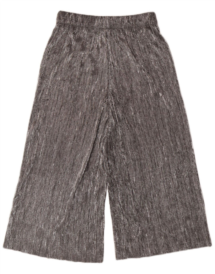 Pantaloni Capri da Donna a Gamba Larga ZARA XS W24 L20 Argento Poliestere