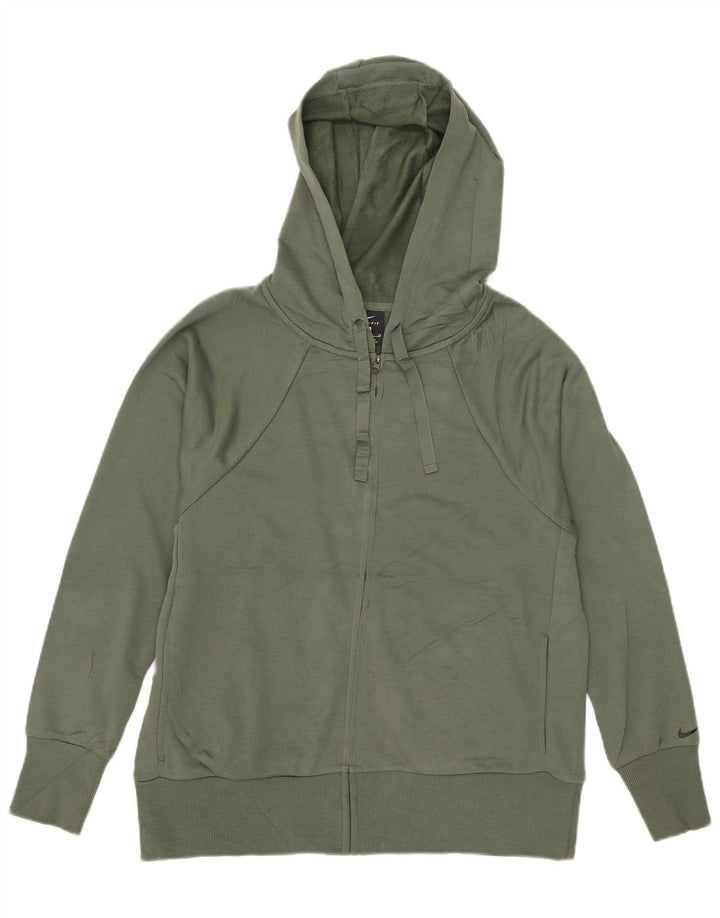 NIKE Felpa con cappuccio e zip Dri Fit da uomo piccola in poliestere verde