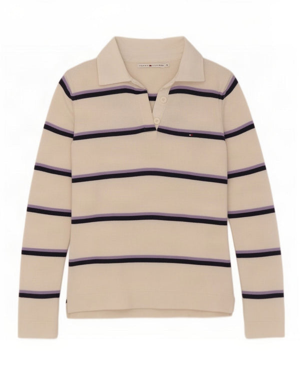 Maglione maglione collo alto da donna Tommy Hilfiger UK 10 piccolo bianco sporco