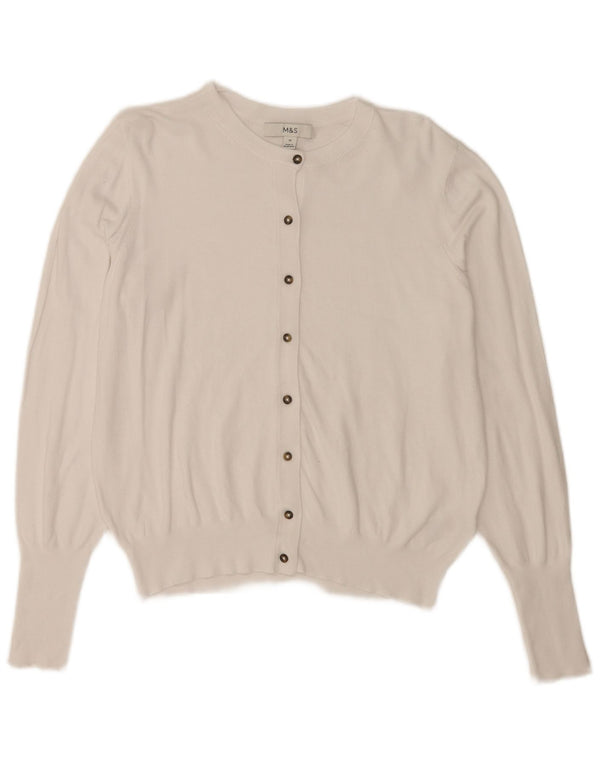 Maglione cardigan da donna Marks & Spencer UK 14 Viscosa bianca media