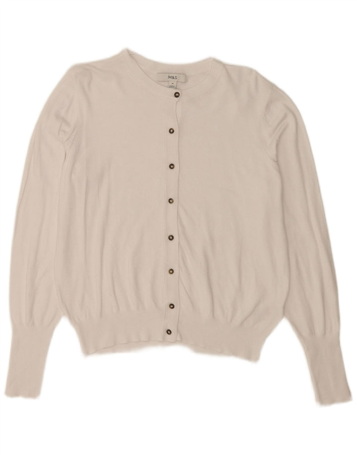 Maglione cardigan da donna Marks & Spencer UK 14 Viscosa bianca media