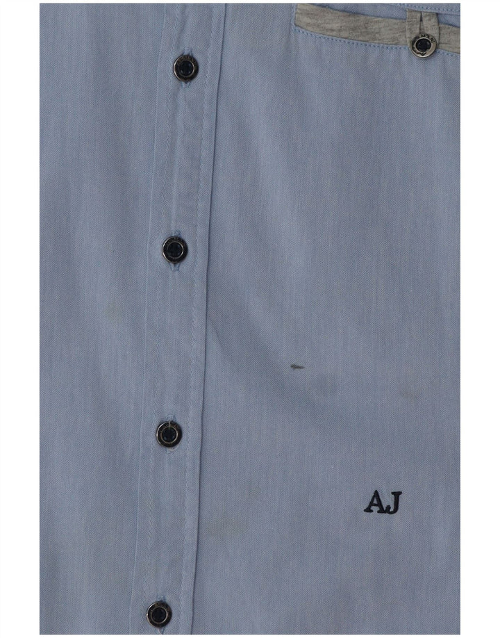 Camicia Armani Junior Bambino Manica Corta 12-13 Anni Cotone Blu