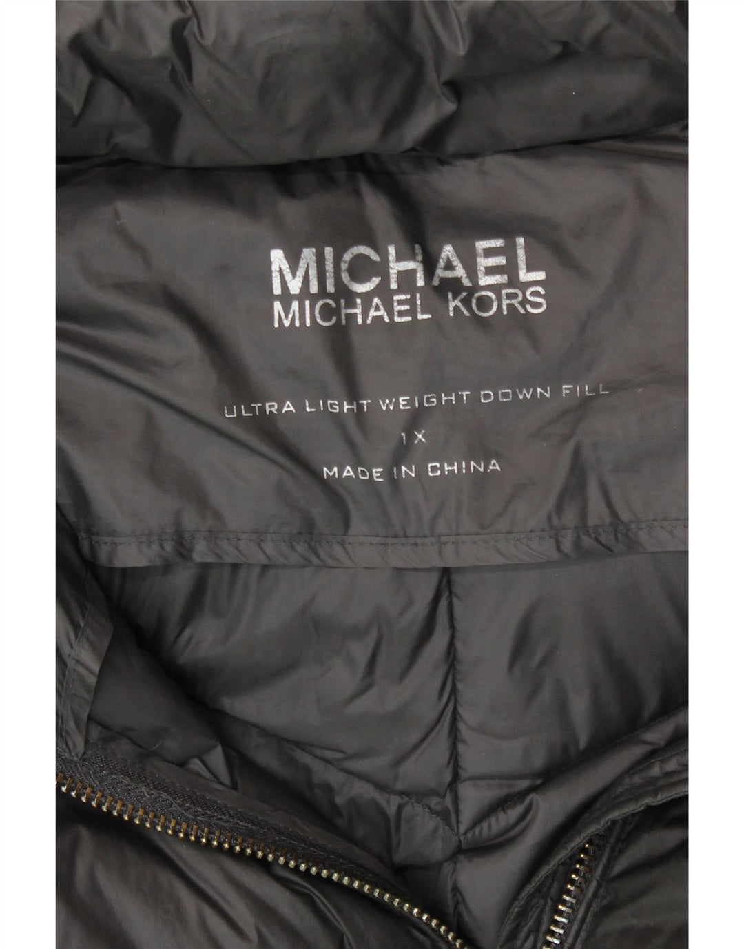 MICHAEL KORS Cappotto imbottito con cappuccio da donna UK 18 XL Nylon grigio