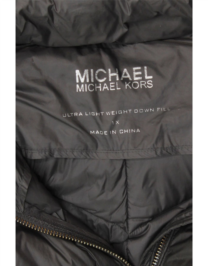 MICHAEL KORS Cappotto imbottito con cappuccio da donna UK 18 XL Nylon grigio