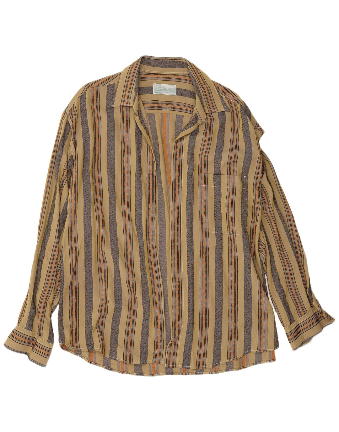 Camicia vintage da uomo XL in viscosa a righe kaki