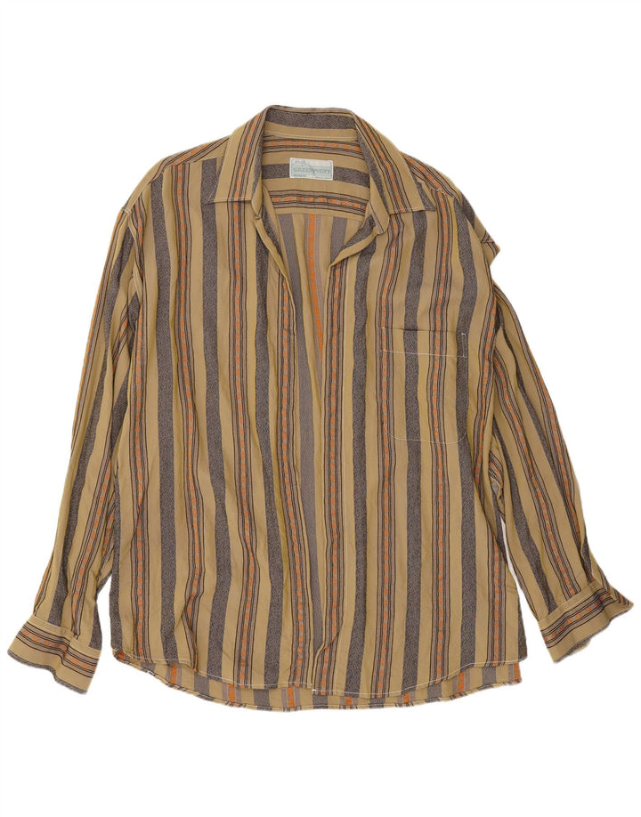 Camicia vintage da uomo XL in viscosa a righe kaki