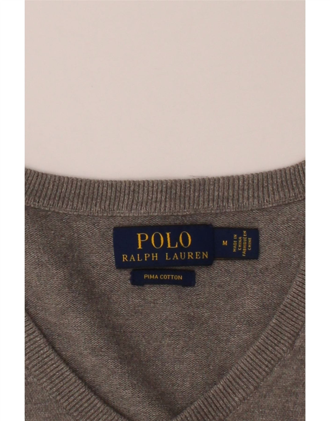 POLO RALPH LAUREN Maglione da uomo con scollo a V in cotone grigio medio