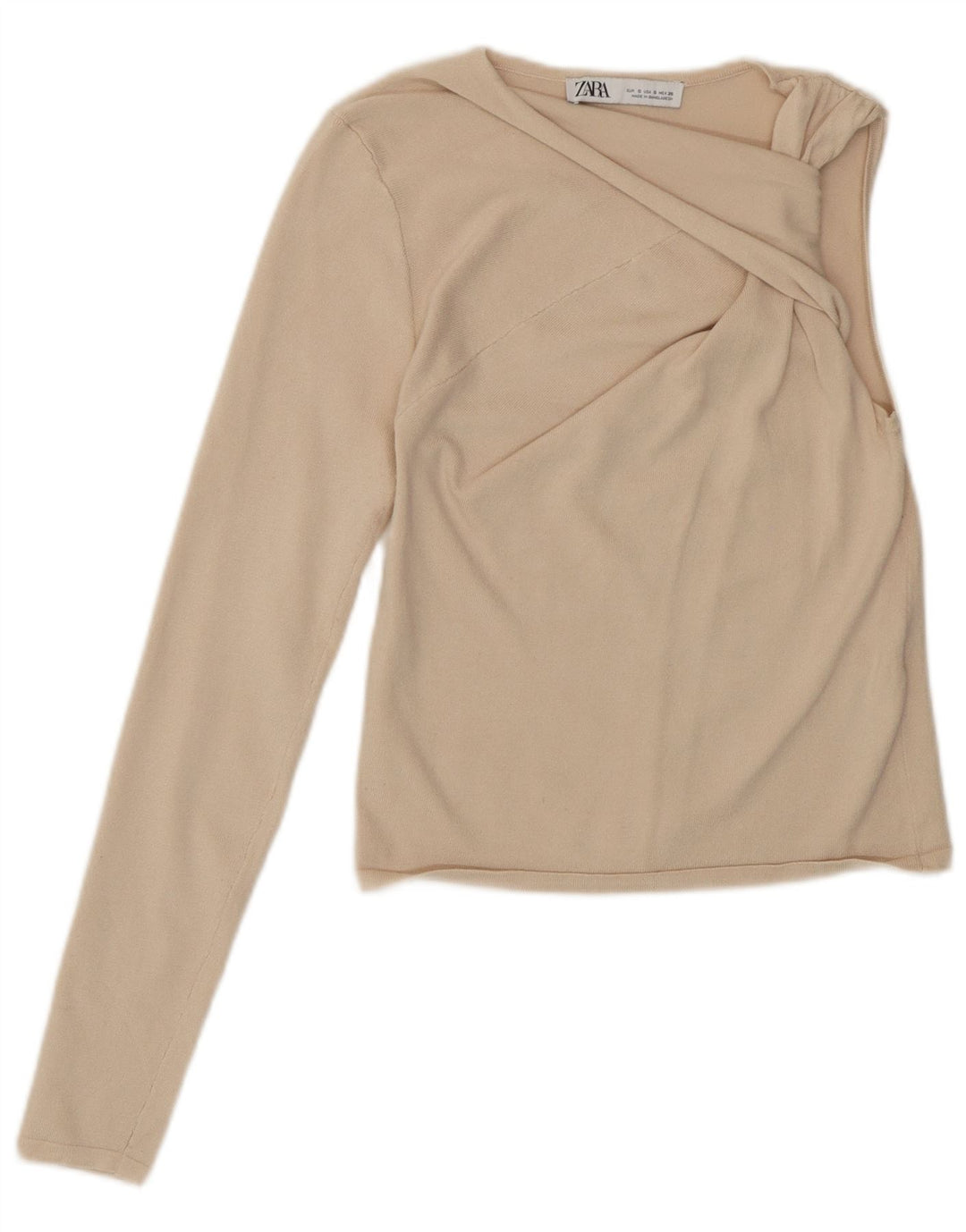 Top corto monospalla da donna Zara UK 8 piccolo in viscosa beige