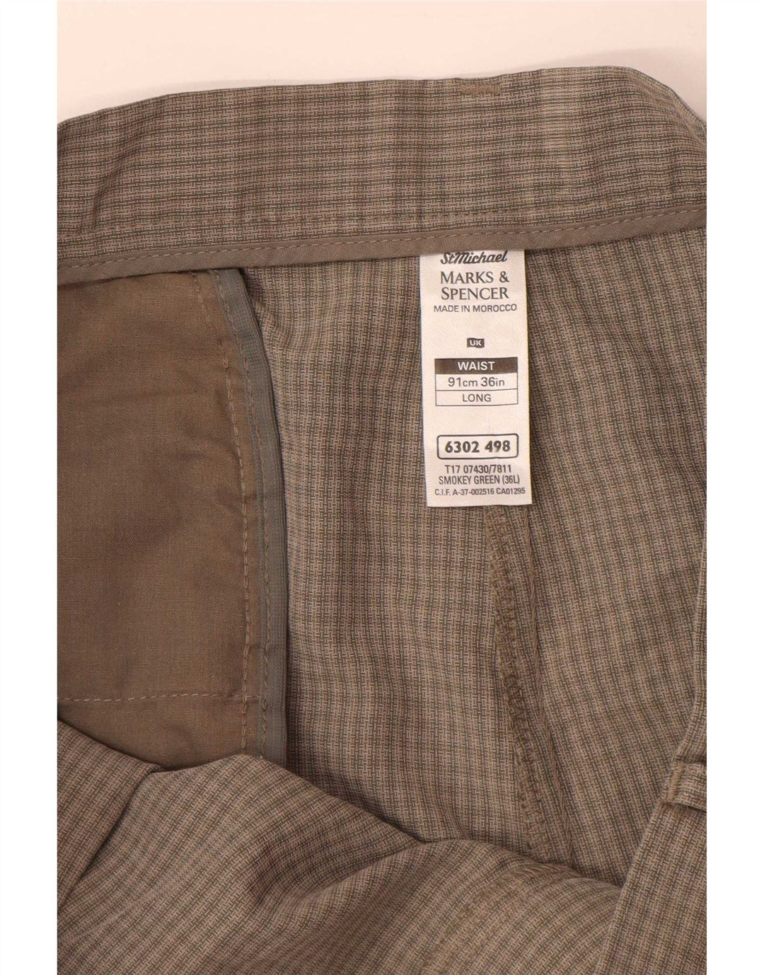 Pantaloncini chino da uomo Marks & Spencer W36 poliestere a quadri verdi grandi