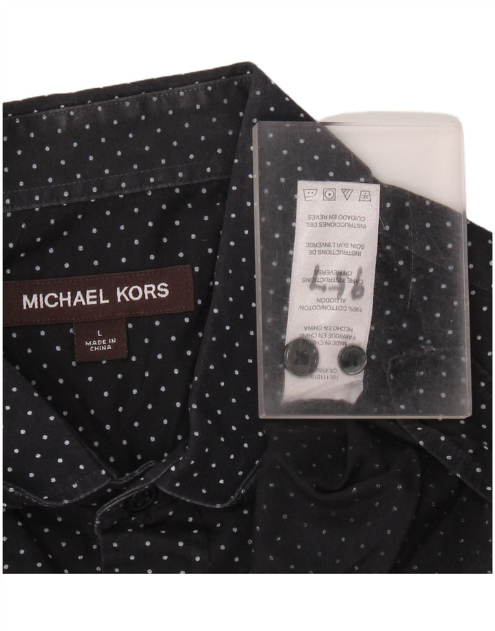 MICHAEL KORS Camicia da uomo grande in cotone maculato nero