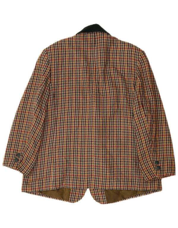 Giacca blazer vintage da donna a 3 bottoni UK 22 3XL pied de poule multicolore