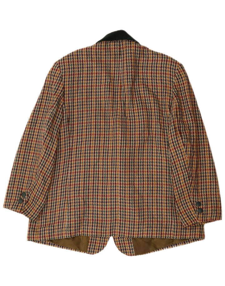 Giacca blazer vintage da donna a 3 bottoni UK 22 3XL pied de poule multicolore