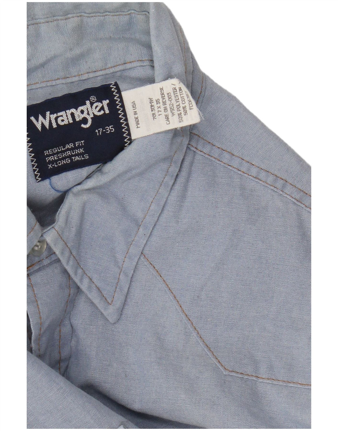 Camicia Wrangler da uomo vestibilità regolare western taglia 17 XL poliestere blu