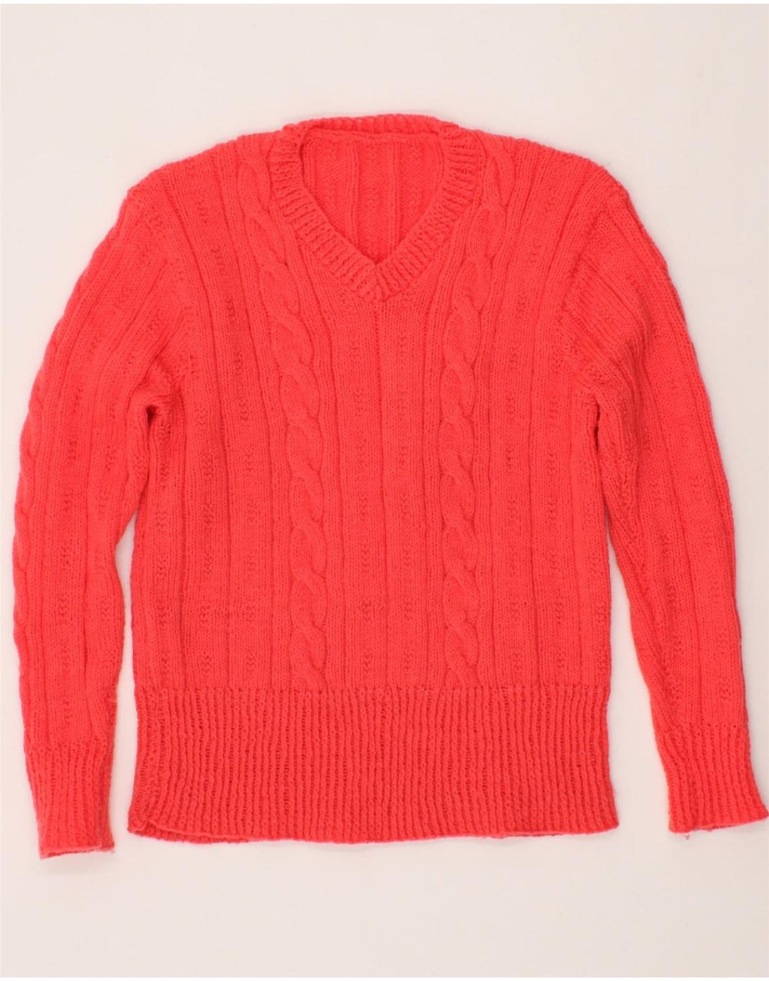 VINTAGE Womens V-Neck Jumper Sweater UK 12 Medium Pink Vintage Vintage and Second-Hand Vintage from Messina Hembry 