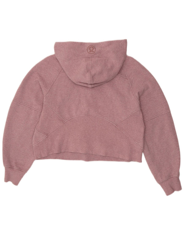 Lululemon Maglia da donna con cappuccio e collo corto con zip UK 14 Rosa medio