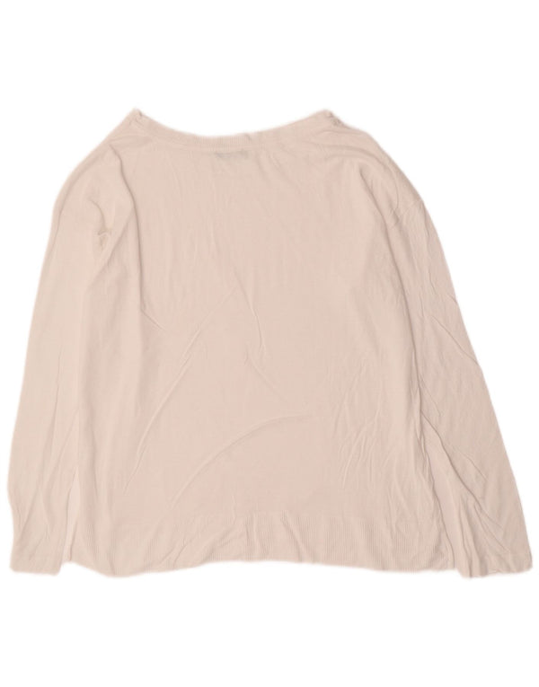 BENETTON Maglione da donna con scollo a barca UK 14 Medio Bianco