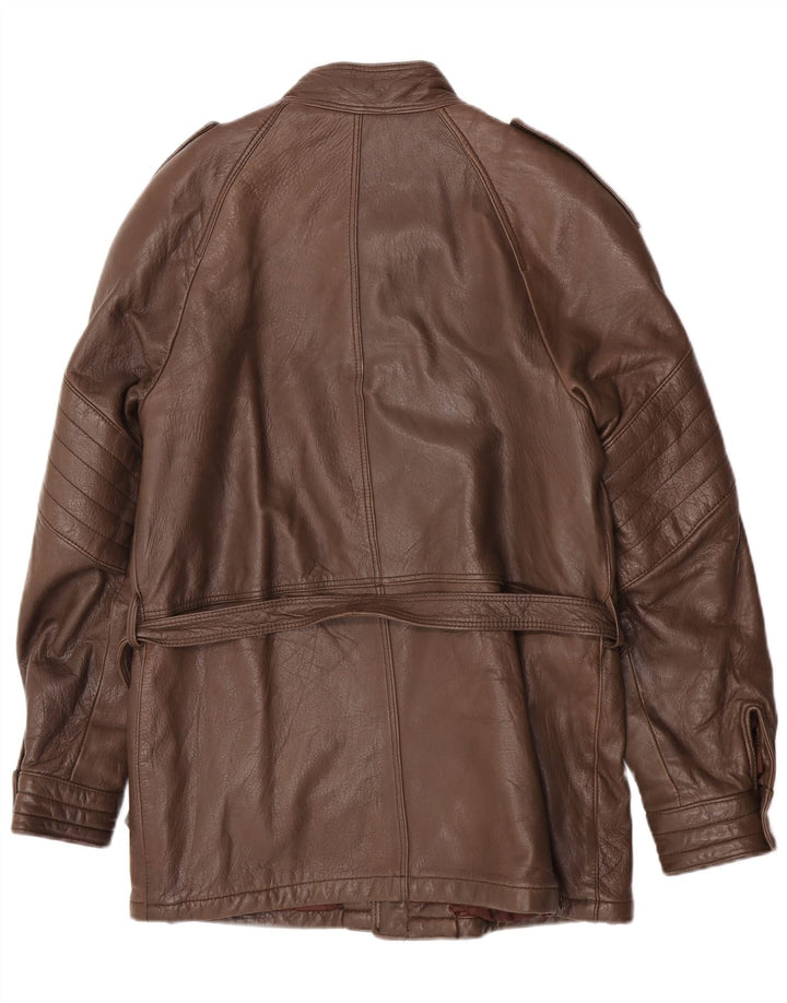 Giacca in pelle vintage da uomo IT 50 grande in pelle marrone
