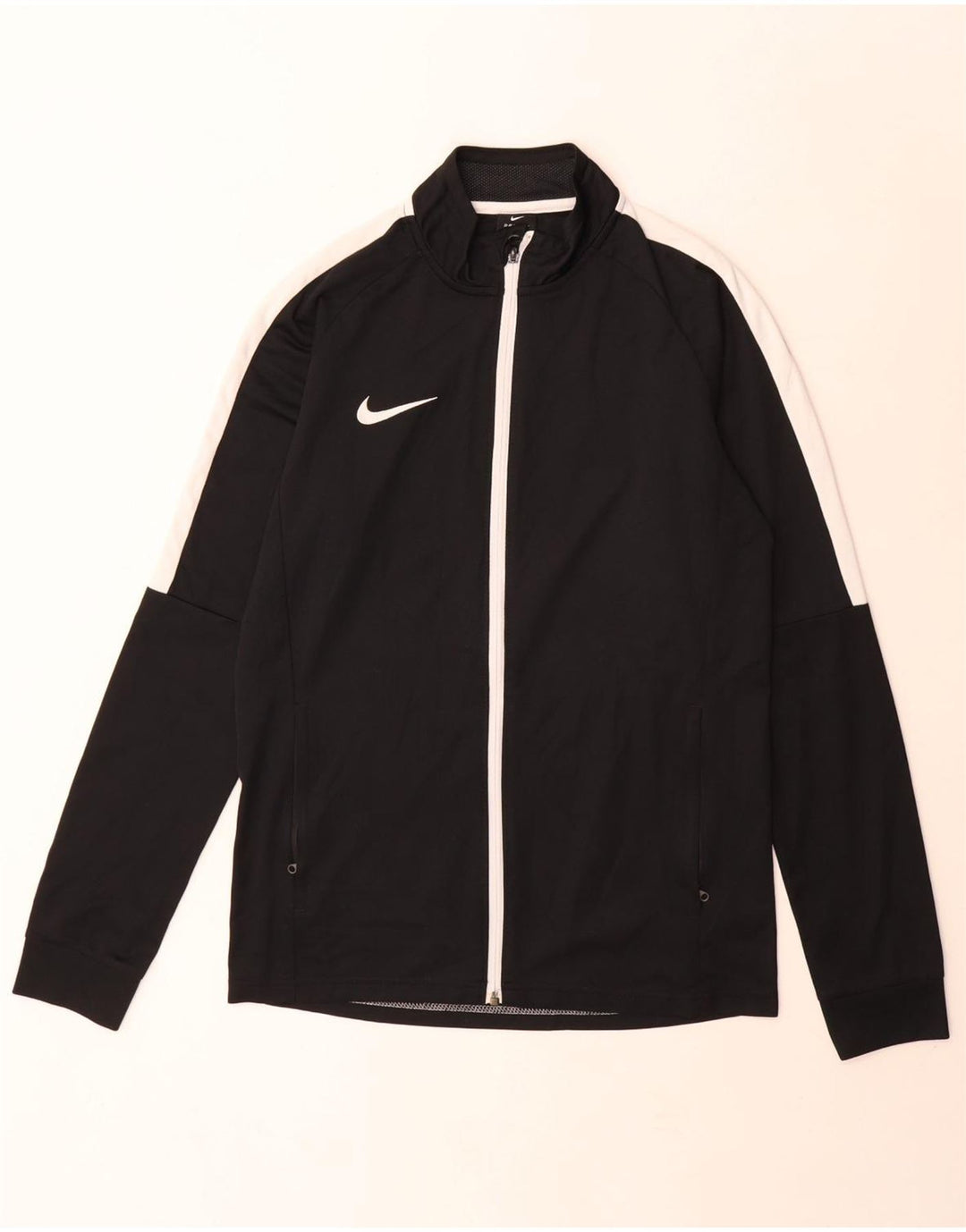 Giacca da tuta da uomo Nike Dri Fit, giacca in poliestere color block medio nero