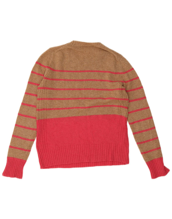 Maglione maglione girocollo da donna Marks & Spencer UK 8 piccolo a righe beige