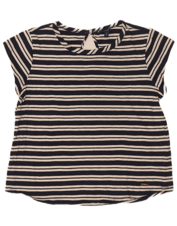 T-shirt da donna Nautica Top UK 14 cotone a righe blu navy medio