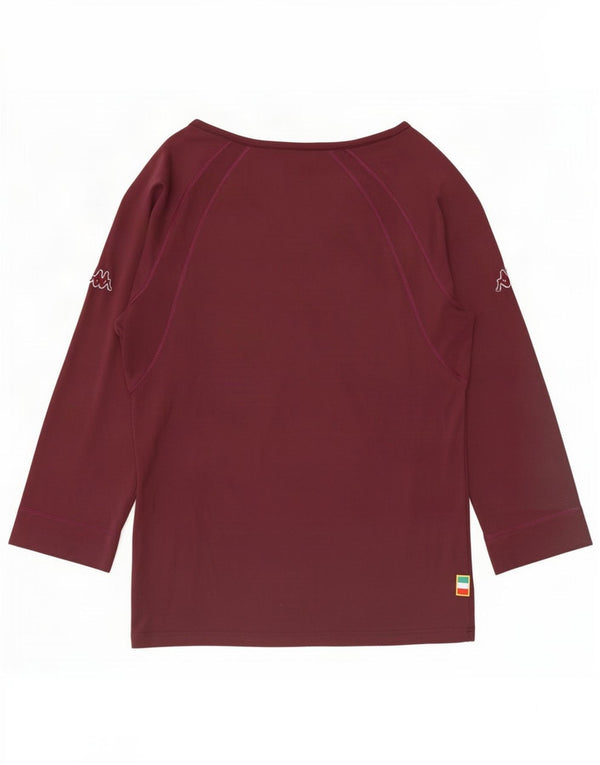 Top Kappa da donna manica 3/4 UK 14 Large Borgogna Poliammide