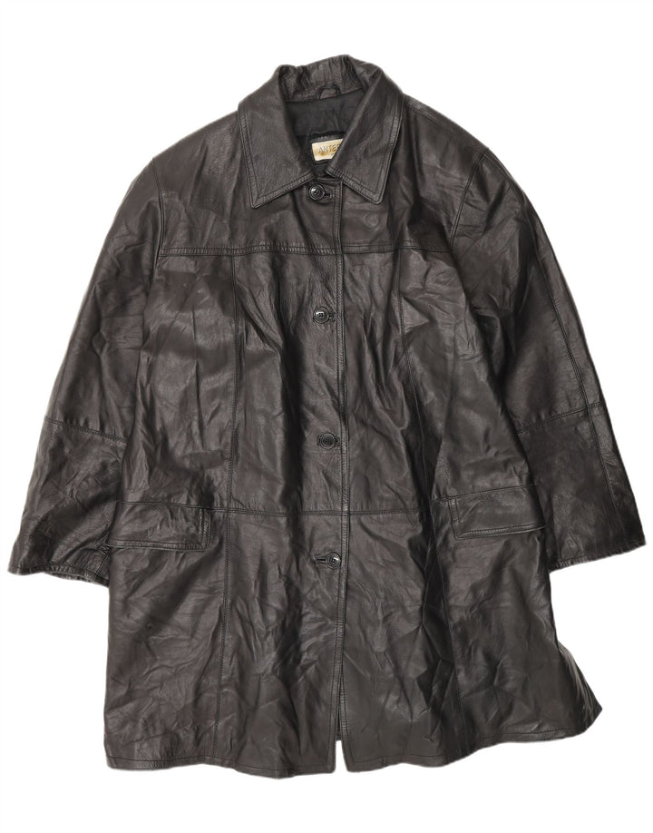 Cappotto oversize in pelle da donna ANTEPRIMA IT 52 2XL Nero