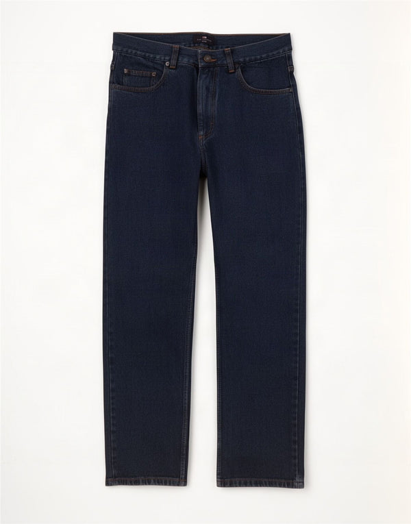 Jeans dritti da uomo Marks & Spencer blu Harbour W32 L31 cotone blu scuro