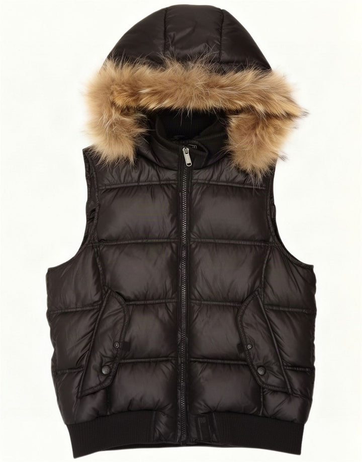 Bomboogie Gilet imbottito con cappuccio da donna UK 16 Large Nero Poliestere