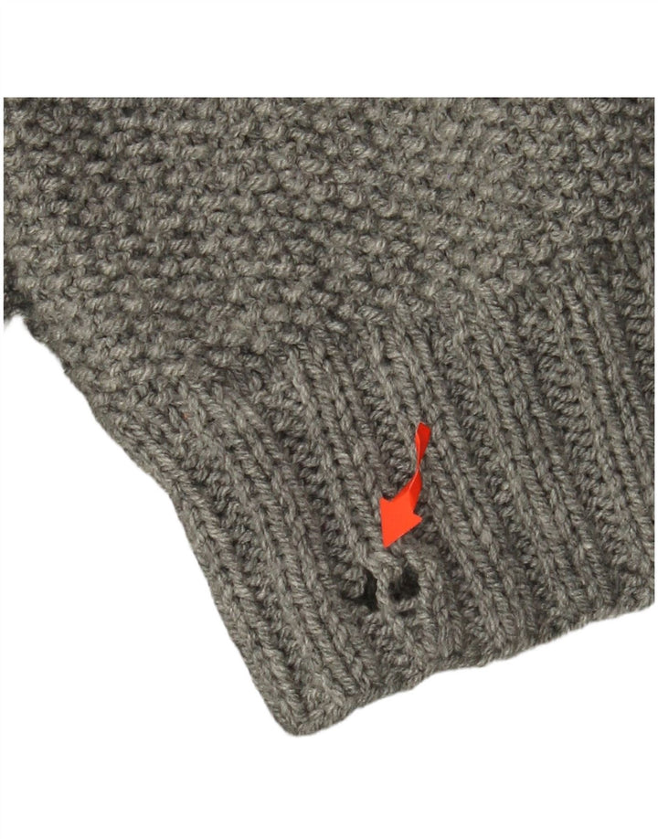 Maglione maglione oversize da donna VINTAGE con collo alto UK 22 3XL Grigio