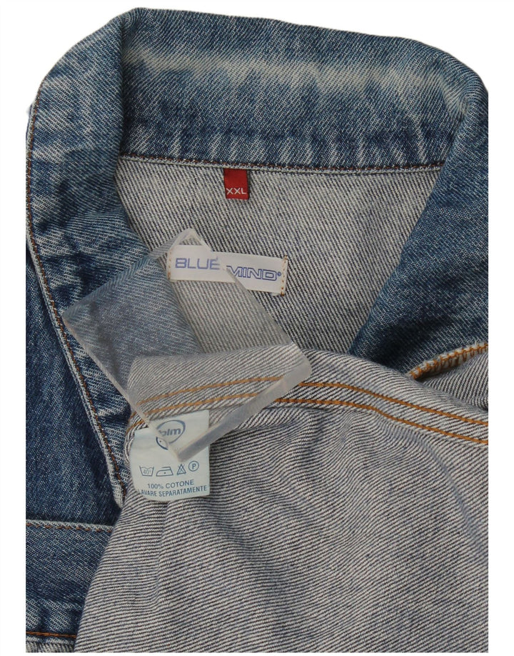 Giacca di jeans vintage da uomo UK 44 2XL cotone blu