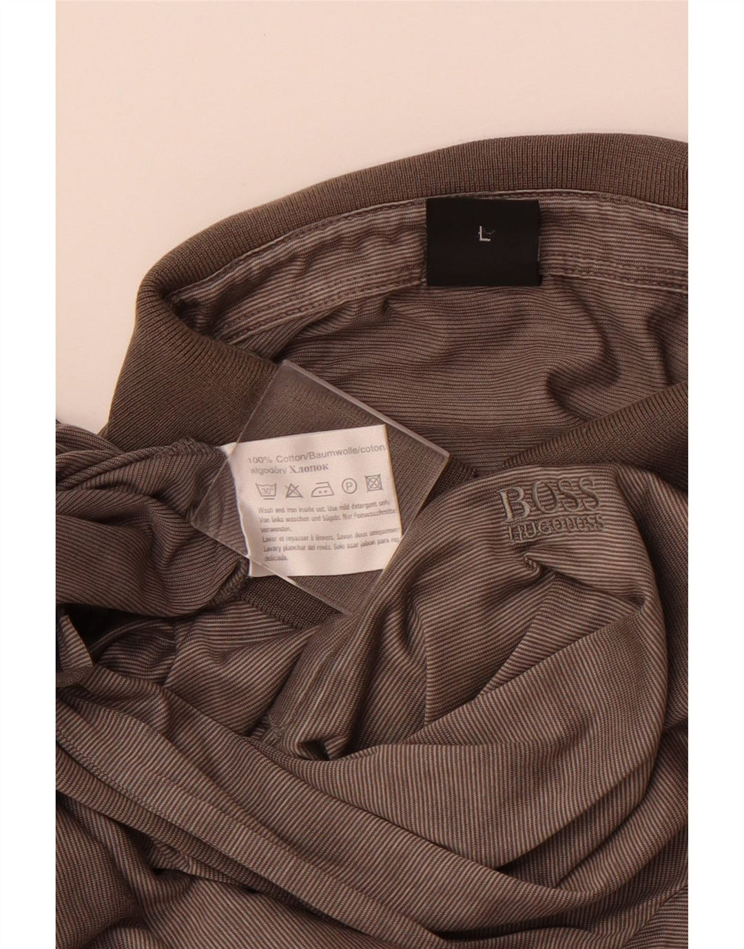 Polo da uomo HUGO BOSS grande in cotone gessato grigio