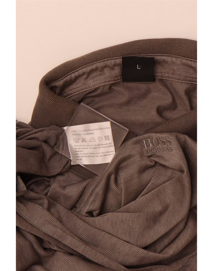 Polo da uomo HUGO BOSS grande in cotone gessato grigio
