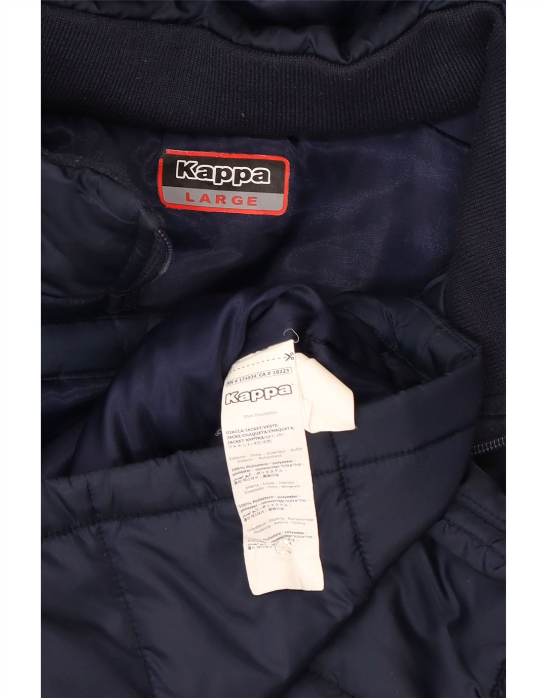 Gilet imbottito con cappuccio da uomo Kappa UK 40 Large blu navy in poliestere