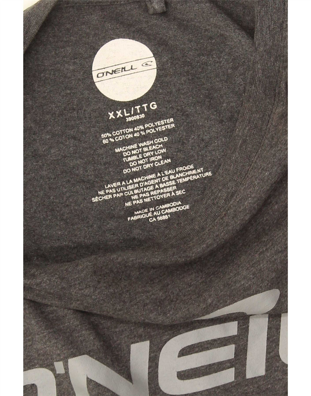 T-shirt grafica da uomo O'Neill Top 2XL cotone grigio