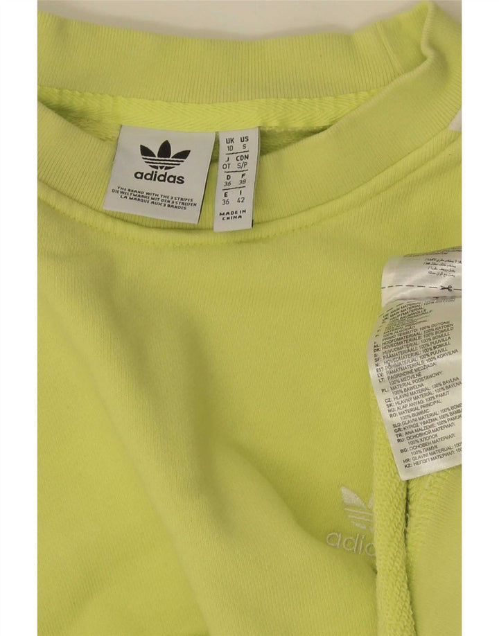 Felpa oversize da donna Adidas UK 10 piccola in cotone giallo