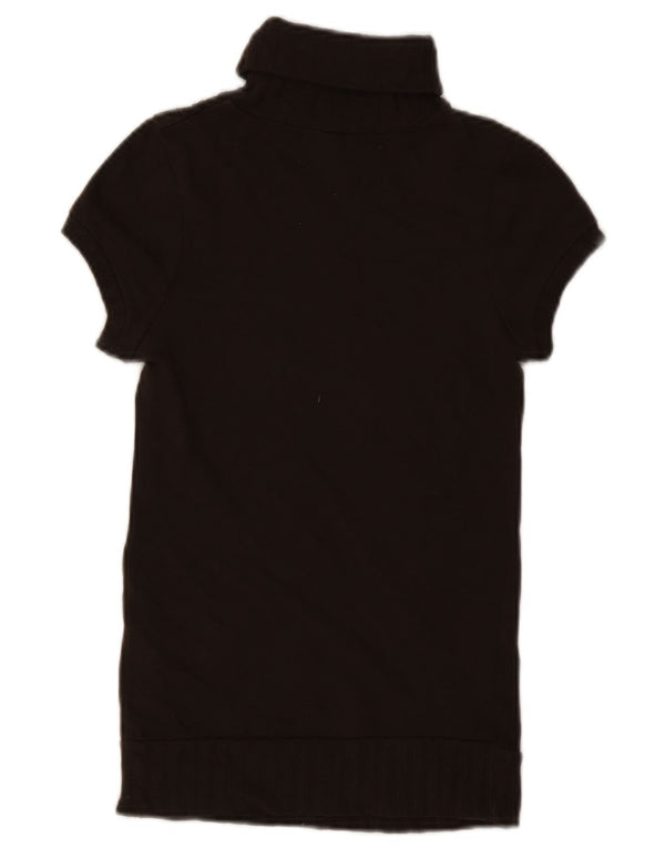 Maglione Zara da donna a maniche corte con collo alto, UK 8, piccolo, in cotone marrone