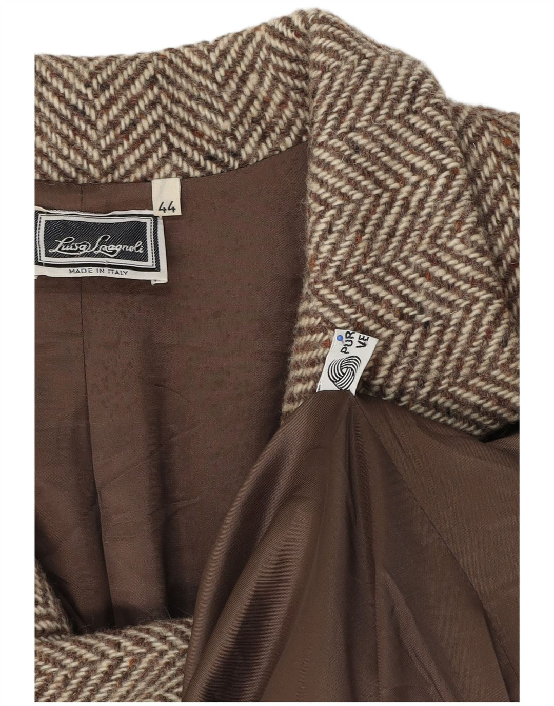 Cappotto Donna Luisa Spagnoli IT 44 Beige Medio Lana Vergine Spinato