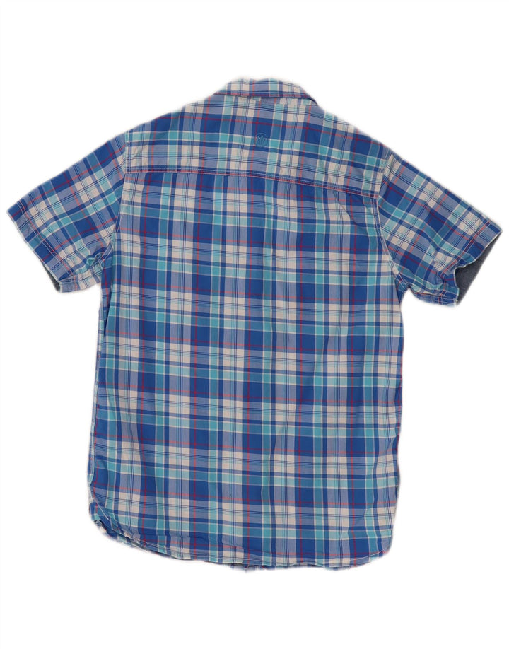 Camicia a maniche corte da ragazzo Fat Face 12-13 anni in cotone a quadri blu