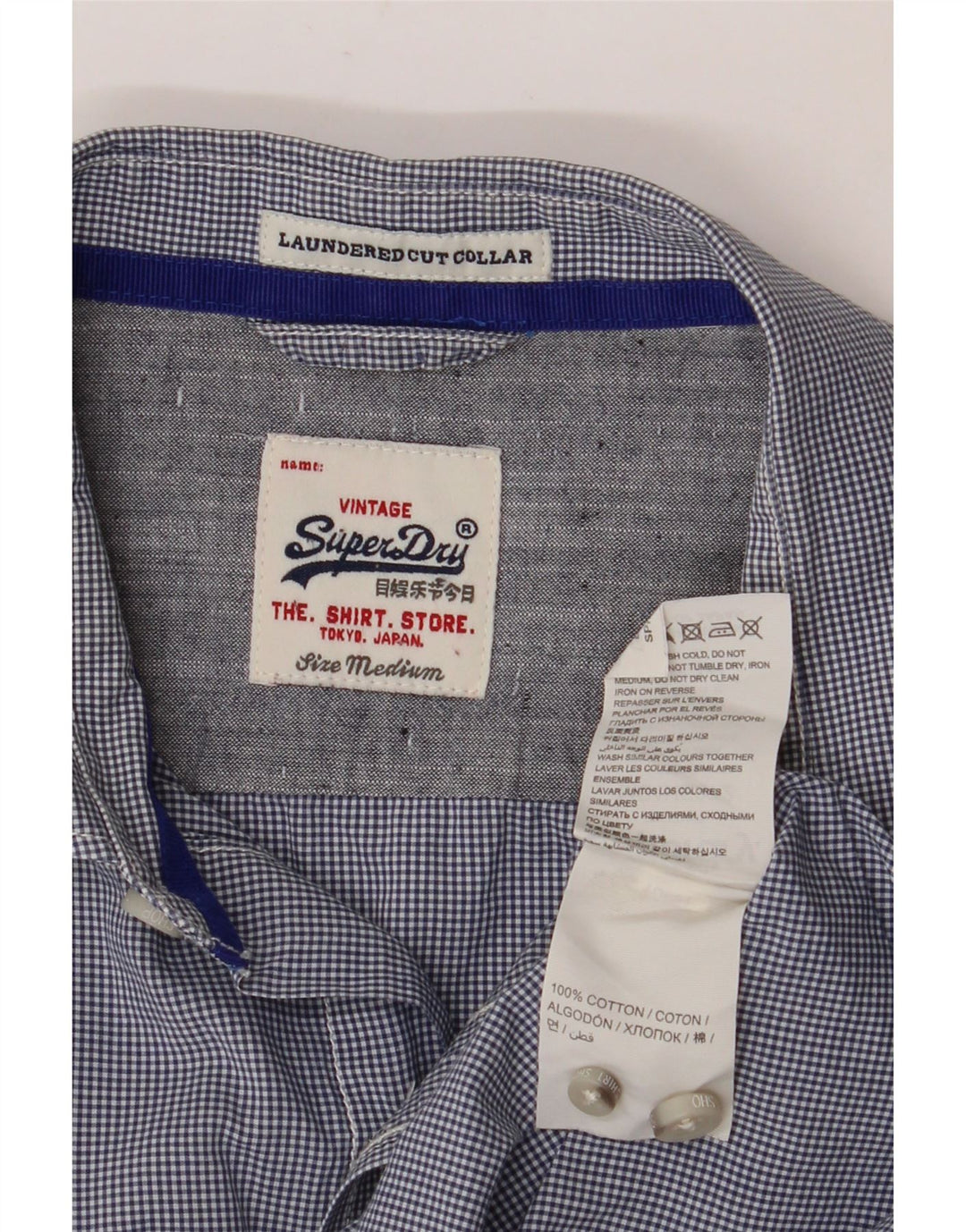 Camicia da uomo SUPERDRY in cotone a quadretti blu navy medio