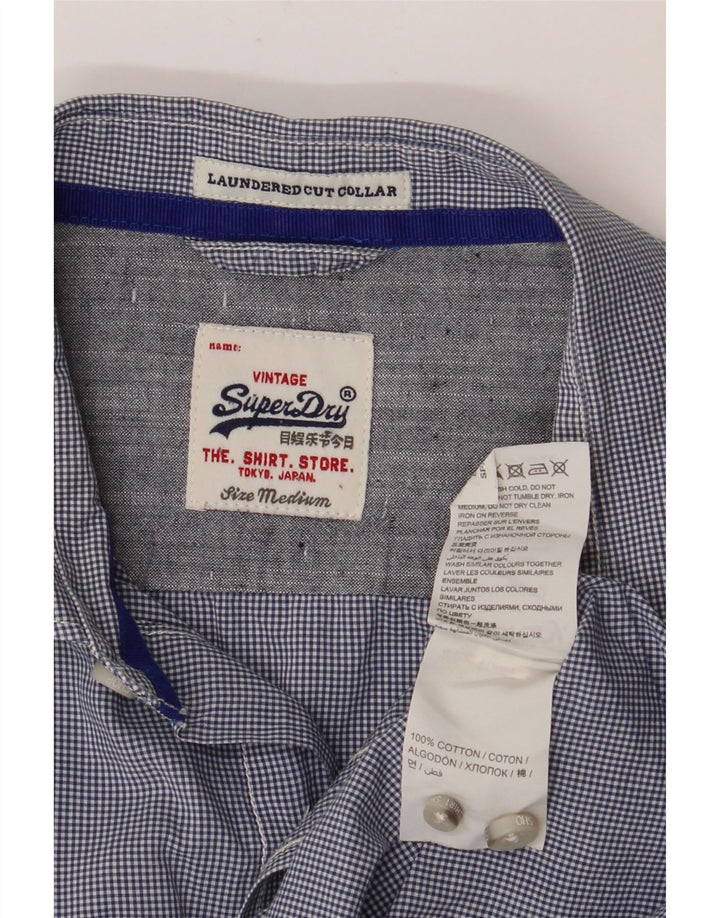 Camicia da uomo SUPERDRY in cotone a quadretti blu navy medio