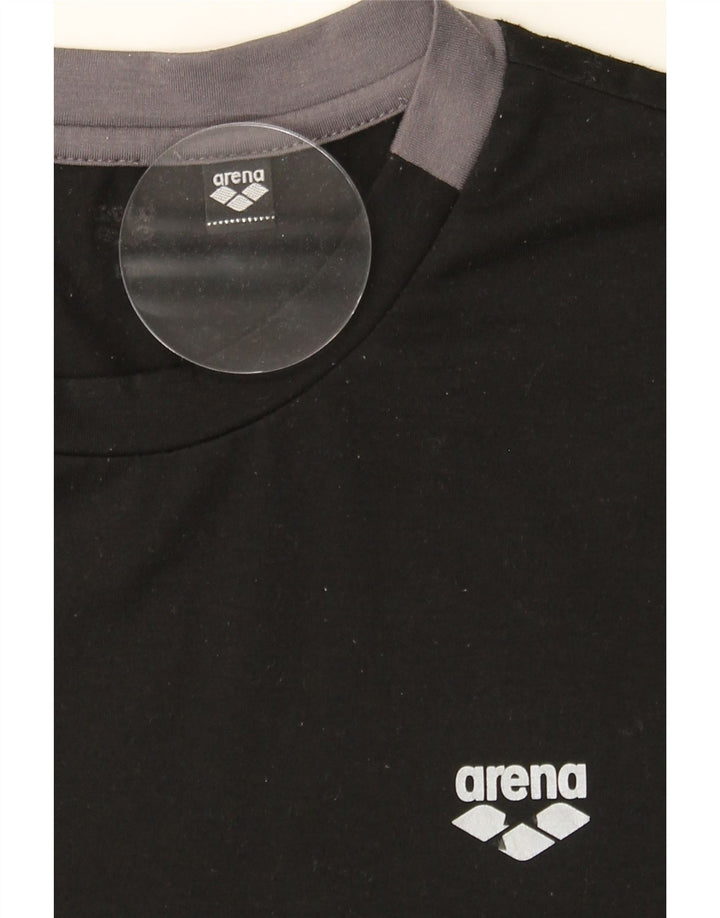 ARENA Mens T-Shirt Top Medium Black Vintage Arena and Second-Hand Arena from Messina Hembry 