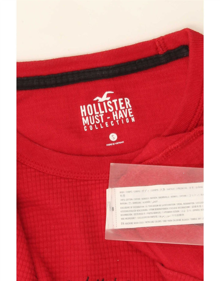 Top Hollister da uomo con grafica regolare a maniche lunghe in cotone rosso
