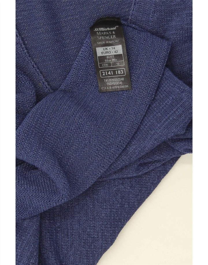 Maglione cardigan corto da donna Marks & Spencer UK 14 grande blu navy