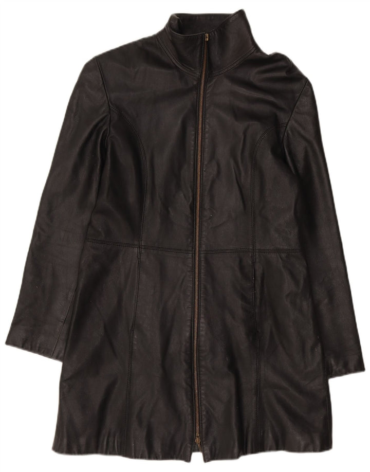 Cappotto in pelle da donna Tommy Hilfiger UK 16 grande pelle nera