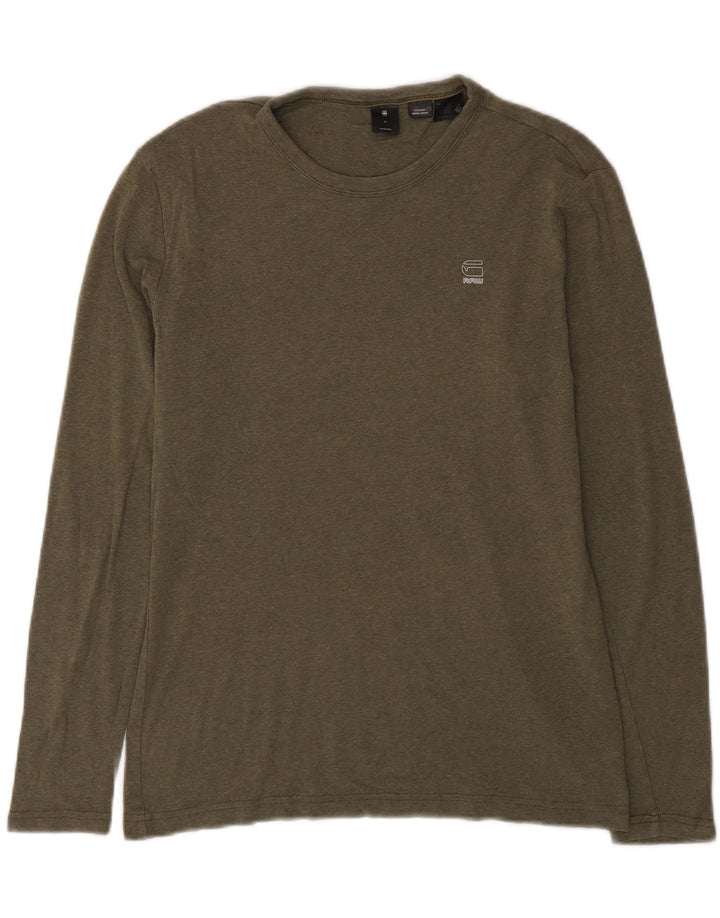Top da uomo G-Star a maniche lunghe in cotone kaki medio