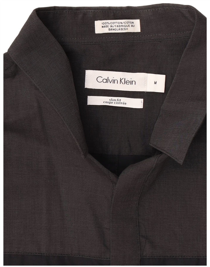 Camicia slim fit da uomo Calvin Klein, cotone color block nero medio