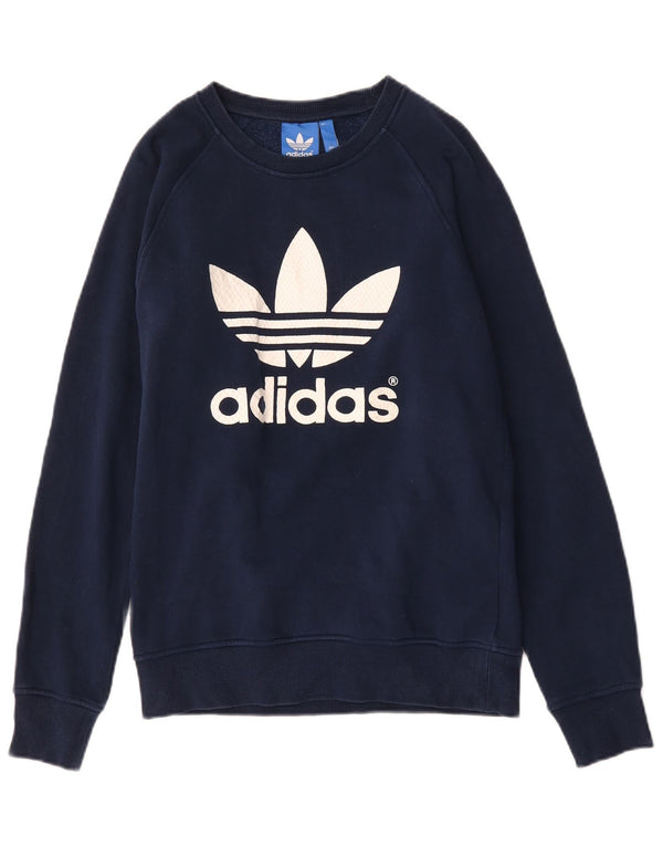 Felpa grafica da uomo Adidas Jumper XS blu navy in cotone