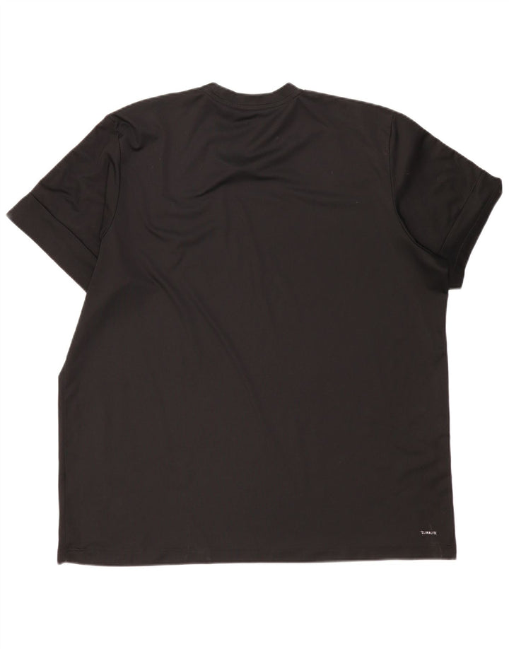 T-shirt grafica Adidas Climalite da uomo 2XL nera in poliestere