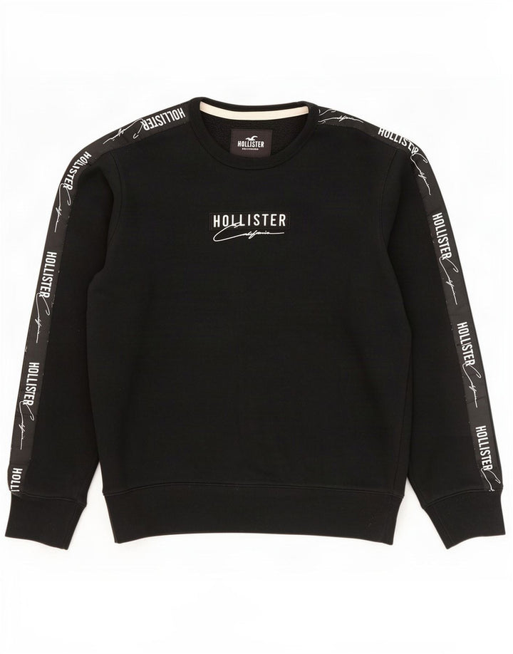 Felpa grafica Hollister da uomo, maglione medio nero