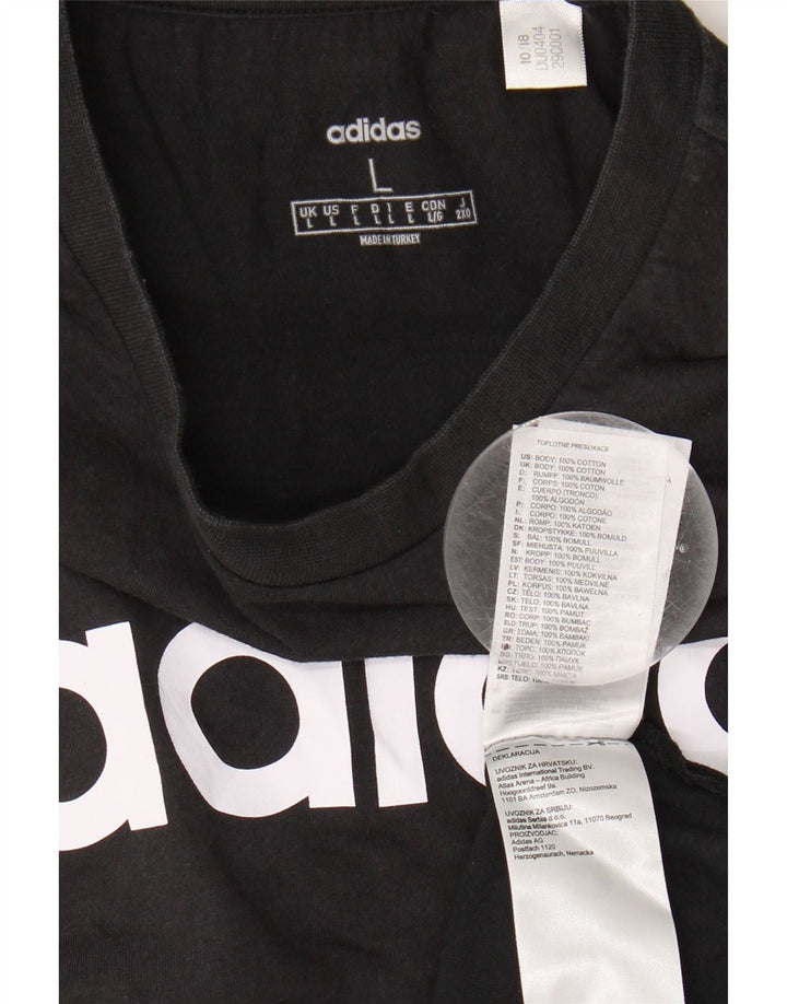 ADIDAS Mens Graphic T-Shirt Top Large Black Cotton Vintage Adidas and Second-Hand Adidas from Messina Hembry 